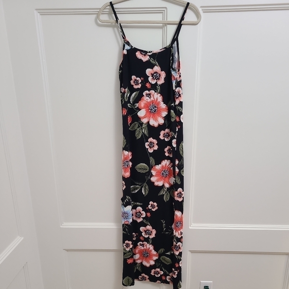 NEW Emily Stacy Women Black Floral Casual Spaghettis Strap Dress S. MSRP $50 - Picture 5 of 5